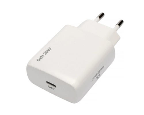[Аксессуар] Cablexpert зарядное устройство 20Вт GaN, 3А, QC4.0/PD, 1xType-C, белый, (MP3A-PC-59)