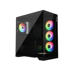 XPG INVADER X BLACK (INVADERXMT-BKCWW) Mid-Tower Gaming ATX PC Case with Panoramic View, Tempered Glass Panels, and RGB Lighting Black