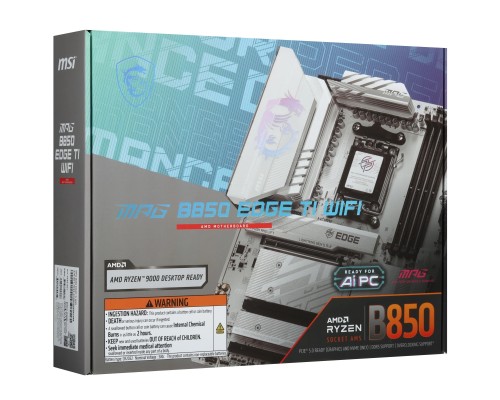 [Материнская плата] Материнская плата MSI MPG B850 EDGE TI WIFI B850, AM5, 4*DDR5, 3*PCIEx16, 4*M.2, 3*TypeC, 2*USB3.2Gen2, 1*USB3.2Gen1, 4*USB2.0, 4*SATA3.0, 5G, HDMI, ATX, RTL