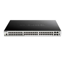 D-Link DGS-1510-52XMP/A2A PROJ Управляемый L2+ стекируемый коммутатор с 48 портами 10/100/1000Base-T и 4 портами 10GBase-X SFP+ (48 портов PoE 802.3af/at, PoE-бюджет 370 Вт; 740 Вт с DPS-700)