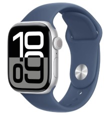 Apple Watch Series 10 42mm Silver Aluminium Case with Denim Sport Band - S/M (MWWA3LW/A)