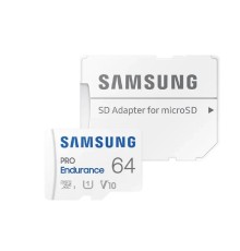 Micro SecureDigital 64GB Samsung Class 10 Pro Endurance UHS-I (R/W 100/30 MB/s) + SD адаптер (для видеорегистратора)