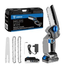 DEKO DEKO DKCHS 20V Пила цепная аккумуляторная бесщеточная [083-2014] { 20В, 2x2.2Ач, 2 шины и 3 цепи в кейсе }