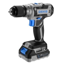 Аккумуляторная дрель-шуруповерт DEKO DKCD20V ONE + в кейсе + набор 63 инструмента для дома, 20В, 2x2.0Ач [083-1038]
