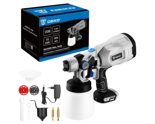 [Краскопульты] Краскопульт аккумуляторный DEKO SG20DK Max, 20В, 800 мл [083-1134]