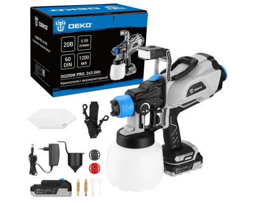 [Краскопульты] Краскопульт аккумуляторный DEKO SG20DK PRO, 20В, 1200 мл, 2x3.0Ач [083-1136]