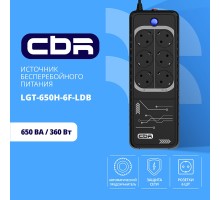 ИБП CBR LIGHT LGT-650 [650VA/360W 6 x EURO, 3 c фильтрацией + 3 с резервированием, Breaker]