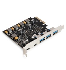 Exegate EX298300RUS Контроллер ExeGate EXE-313V-3A2C (PCI-E x4 v3.0, USB3.2 Gen2 3xType-A + 2xType-C ext., SuperSpeed+ скорость до 10 Гбит/с, разъем доп.питания, Chipset ASM2142+VL820)