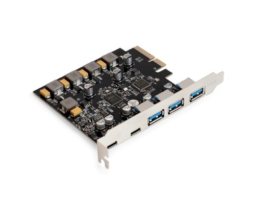 [Контроллер] Exegate EX298300RUS Контроллер ExeGate EXE-313V-3A2C (PCI-E x4 v3.0, USB3.2 Gen2 3xType-A + 2xType-C ext., SuperSpeed+ скорость до 10 Гбит/с, разъем доп.питания, Chipset ASM2142+VL820)