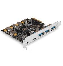 Exegate EX298301RUS Контроллер ExeGate EXE-313-3A2C (PCI-E x4 v3.0, USB3.2 Gen2 3xType-A + 2xType-C ext., SuperSpeed+ скорость до 10 Гбит/с, разъем доп.питания, ASMedia Chipset ASM3142)