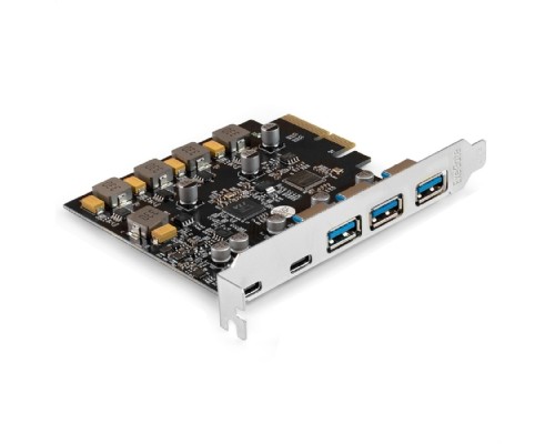 [Контроллер] Exegate EX298301RUS Контроллер ExeGate EXE-313-3A2C (PCI-E x4 v3.0, USB3.2 Gen2 3xType-A + 2xType-C ext., SuperSpeed+ скорость до 10 Гбит/с, разъем доп.питания, ASMedia Chipset ASM3142)