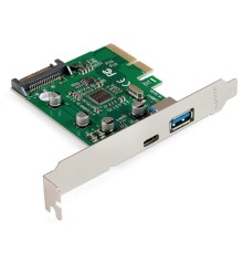 Exegate EX298302RUS Контроллер ExeGate EXE-320-1A1C (PCI-E x4 v3.0, USB3.2 Gen2 1xType-A + 1xType-C ext., SuperSpeed+ скорость до 10 Гбит/с, разъем доп.питания, ASMedia Chipset ASM1142)