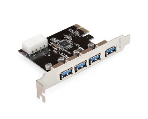 [Контроллер] Exegate EX298943RUS Контроллер ExeGate EXE-314 v2.0 (PCI-E x1 v2.0, 4*USB3.0 ext., разъем доп.питания Molex, VIA Labs Chipset VL805)