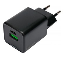 Cablexpert зарядное устройство 20Вт GaN, 3А, QC4.0/PD, 1xUSB, 1xType-C, черный, пакет (MP3A-PC-62)