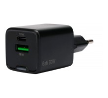 Cablexpert зарядное устройство 30Вт GaN, 3А, QC4.0/PD, 1xUSB, 1xType-C, черный, пакет (MP3A-PC-64)