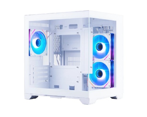[Корпус] 1STPLAYER MEGAVIEW MV5-TP ARGB White / mATX / 3x120mm ARGB fans / MV5-TP-WH-2FC7R-W-1FC7-W