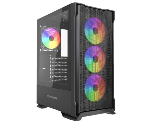 [Корпус] Powercase Mistral AZ4B ARGB, Tempered Glass, 4x 120mm ARGB Fans, чёрный, ATX  (CMAZB-A4)