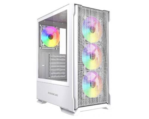[Корпус] Powercase Mistral AZ4W ARGB, Tempered Glass, 4x 120mm ARGB Fans, белый, ATX  (CMAZW-A4)