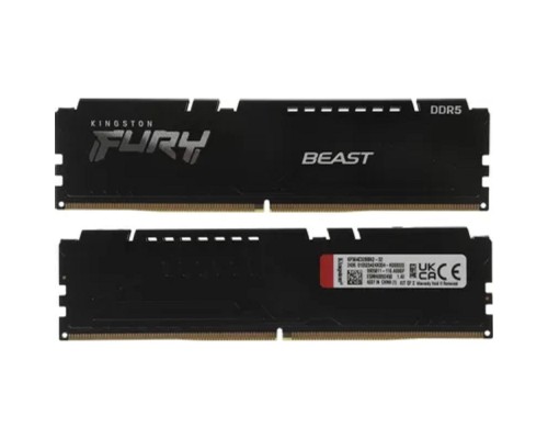 [Модуль памяти] Память оперативная/ Kingston 32GB 6400MT/s DDR5 CL32 DIMM (Kit of 2) FURY Beast Black XMP KF564C32BBK2-32