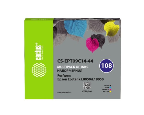 [Расходные материалы] Чернила Cactus CS-EPT09C14-44 108 многоцветный набор 4x70мл для Epson Ecotank L8050/L18050