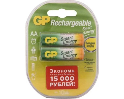 [Батарейка] GP Smart Energy AA, емкость 1000 мАч (100AAHCV-2CRSBC2) (2шт)