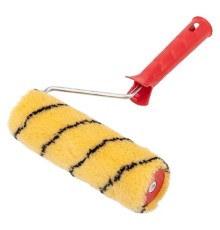 Rexant (89-0021) Валик полиакрил желтый с черной полосой, ворс 11 мм, ширина ролика 180 мм, бюгель 6 мм, d 42 мм