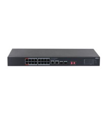 DAHUA DH-S3220-16GT-190 16-порт. Гига. коммутатор с PoE, уровень L2  16 RJ45 10/100/1000Мбит/с (PoE/PoE+/Hi-PoE), 2 RJ45 10/100/1000Мбит/с (uplink), 2 SFP 1000Мбит/с (uplink) до 190Вт