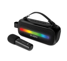 SVEN PS-255, черный (12 Вт, Bluetooth, FM, USB, караоке микрофон, 3600мА*ч)