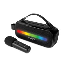 SVEN PS-255, черный (12 Вт, Bluetooth, FM, USB, караоке микрофон, 3600мА*ч)