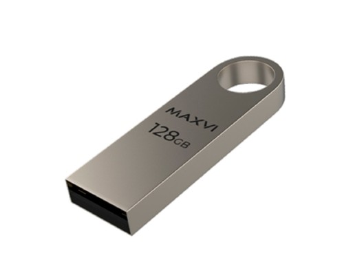 [носитель информации] Maxvi USB Drive 128GB MK metallic silver, монолит, металл, USB 2.0
