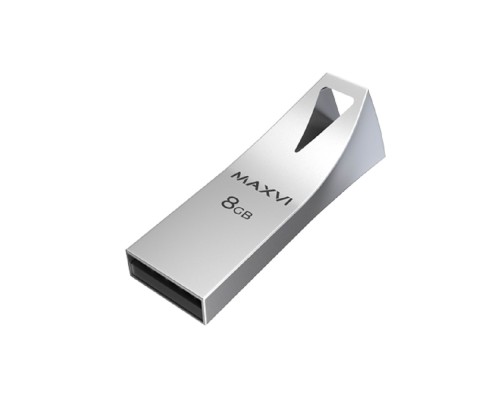 [носитель информации] Maxvi USB Drive 8GB MK2 metallic silver, монолит, металл, USB 2.0