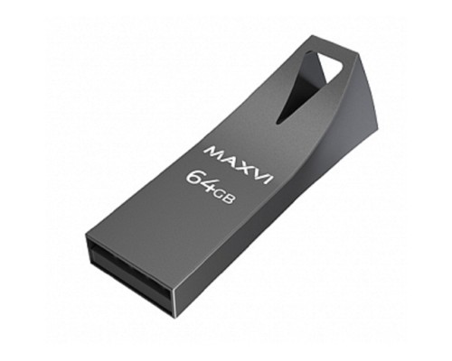 [носитель информации] Maxvi USB Drive 64GB MK2 dark grey, монолит, металл, USB 2.0 FD64GBUSB20C10MK2