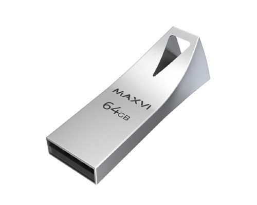 [носитель информации] Maxvi USB Drive 64GB MK2 metallic silver, монолит, металл, USB 2.0