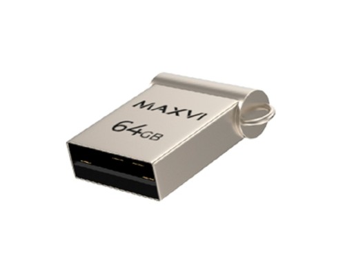 [носитель информации] Maxvi USB Drive 64GB MM metallic silver, мини, металл, USB 2.0