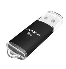 Maxvi USB Drive 8GB MP black, монолит с колпачком, металл + ABS пластик, USB 2.0 FD8GBUSB20C10MP