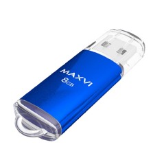 Maxvi USB Drive 8GB MP blue, монолит с колпачком, металл + ABS пластик, USB 2.0
