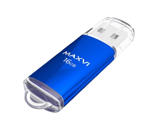 [носитель информации] Maxvi USB Drive 16GBMP blue, монолит с колпачком, металл + ABS пластик, USB 2.0 FD16GBUSB20C10MP