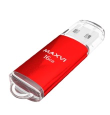 Maxvi USB Drive 16GB MP red, монолит с колпачком, металл + ABS пластик, USB 2.0
