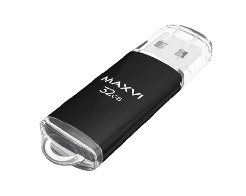 [носитель информации] Maxvi USB Drive 32GB MP black, монолит с колпачком, металл + ABS пластик, USB 2.0 FD32GBUSB20C10MP