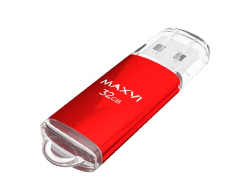 [носитель информации] Maxvi USB Drive 32GB MP red, монолит с колпачком, металл + ABS пластик, USB 2.0