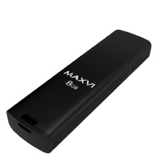 Maxvi USB Drive 8GB MP2 black, монолит с колпачком, ABS пластик + металл, USB 2.0 FD8GBUSB20C10MP2