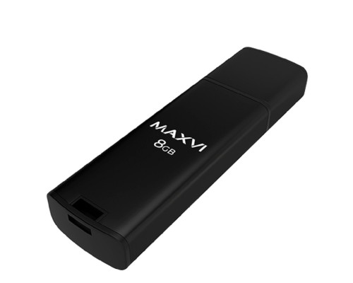 [носитель информации] Maxvi USB Drive 8GB MP2 black, монолит с колпачком, ABS пластик + металл, USB 2.0 FD8GBUSB20C10MP2