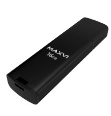 Maxvi USB Drive 16GB MP2 black, монолит с колпачком, ABS пластик + металл, USB 2.0