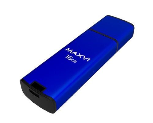 [носитель информации] Maxvi USB Drive 16GB MP2 blue, монолит с колпачком, ABS пластик + металл, USB 2.0