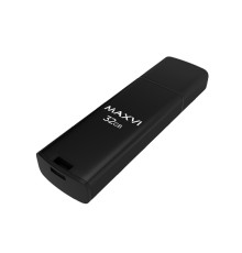 Maxvi USB Drive 32GB MP2 black, монолит с колпачком, ABS пластик + металл, USB 2.0