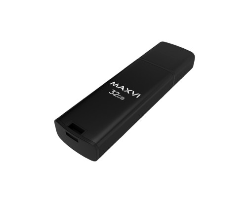 [носитель информации] Maxvi USB Drive 32GB MP2 black, монолит с колпачком, ABS пластик + металл, USB 2.0