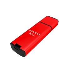 Maxvi USB Drive 32GB MP2 red, монолит с колпачком, ABS пластик + металл, USB 2.0