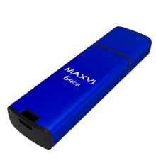 Maxvi USB Drive 64GB MP2 black, монолит с колпачком, ABS пластик + металл, USB 2.0