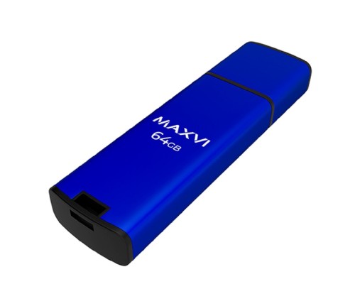 [носитель информации] Maxvi USB Drive 64GB MP2 black, монолит с колпачком, ABS пластик + металл, USB 2.0