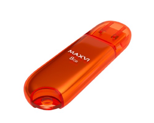 [носитель информации] Maxvi USB Drive 8GB P1 orange, монолит с колпачком, ABS пластик, USB 2.0 FD8GBUSB20C10P1